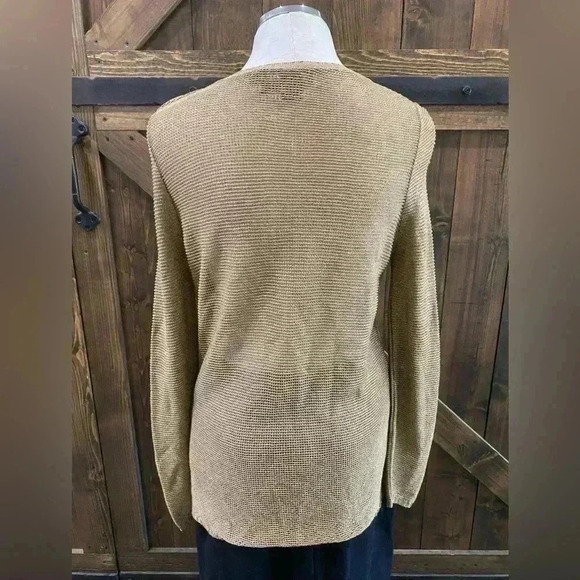 Ralph Lauren Purple Label HTF Gold Shimmering Crocheted Designer Sweater Size M - Picture 4 of 6